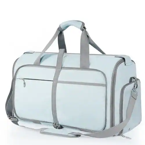 Fabibe - Garment Bags For Travel Foldable Duffle Women Men Convertible Bag With Shoe Compartment 2 In 1 Hanging Suitcase Suit - Blue