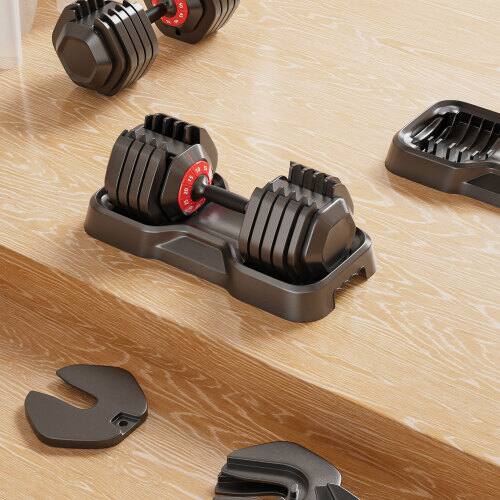 Back. Aukfa - Adjustable Dumbbell Set - 10-in-1 Free Weights, 55LB Capacity, 10 Gears Fast Adjustment, Home Gym - Black.
