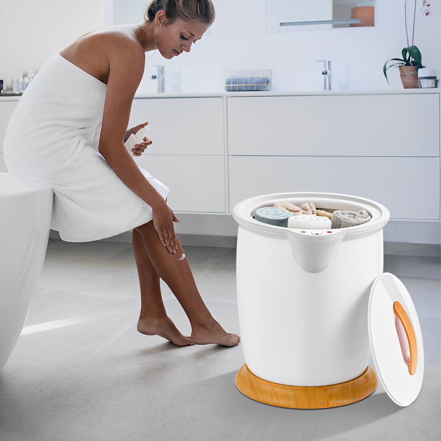Angle. SKONYON - Portable Mini Dehumidifier with 20L Capacity 400W Power and Lightweight Design - White.