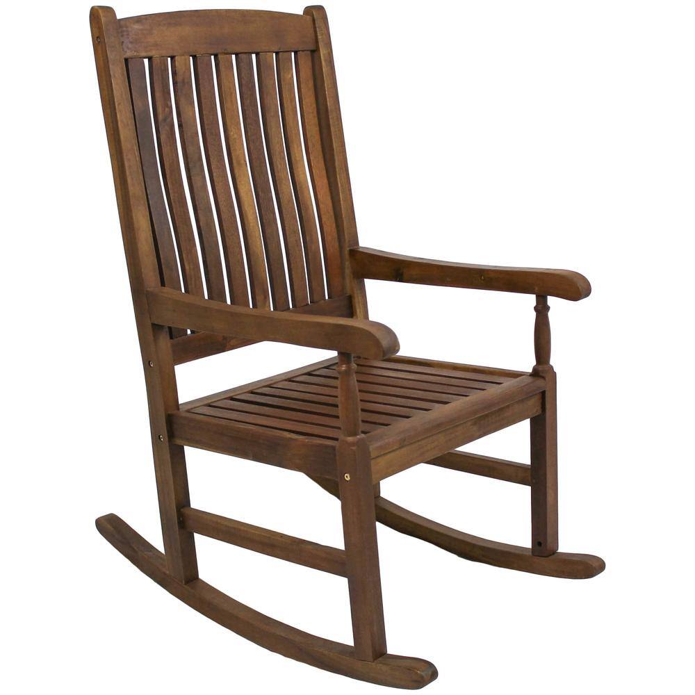Front. International Caravan - International Caravan Outdoor Wood Porch Rocker - Brown.