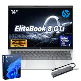 HP - Upgraded - EliteBook 8 14" FHD+ Laptop - Intel Core Ultra 5 225U - 64GB RAM 2TB SSD - FP Reader - Backlit KB -7 in-1 USB-C Hub - Silver