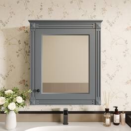Z-Edge - 24'' x 27'' Wall Mounted Bathroom Storage Cabinet with Mirror, Medicine Cabinet with Height Adjustable Shelf - Gray