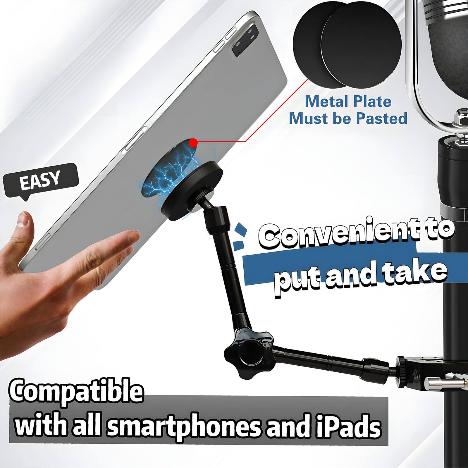 Metal Plate Must be Pasted  
EASY  
Convenient to put and take  
Compatible with all smartphones and iPads