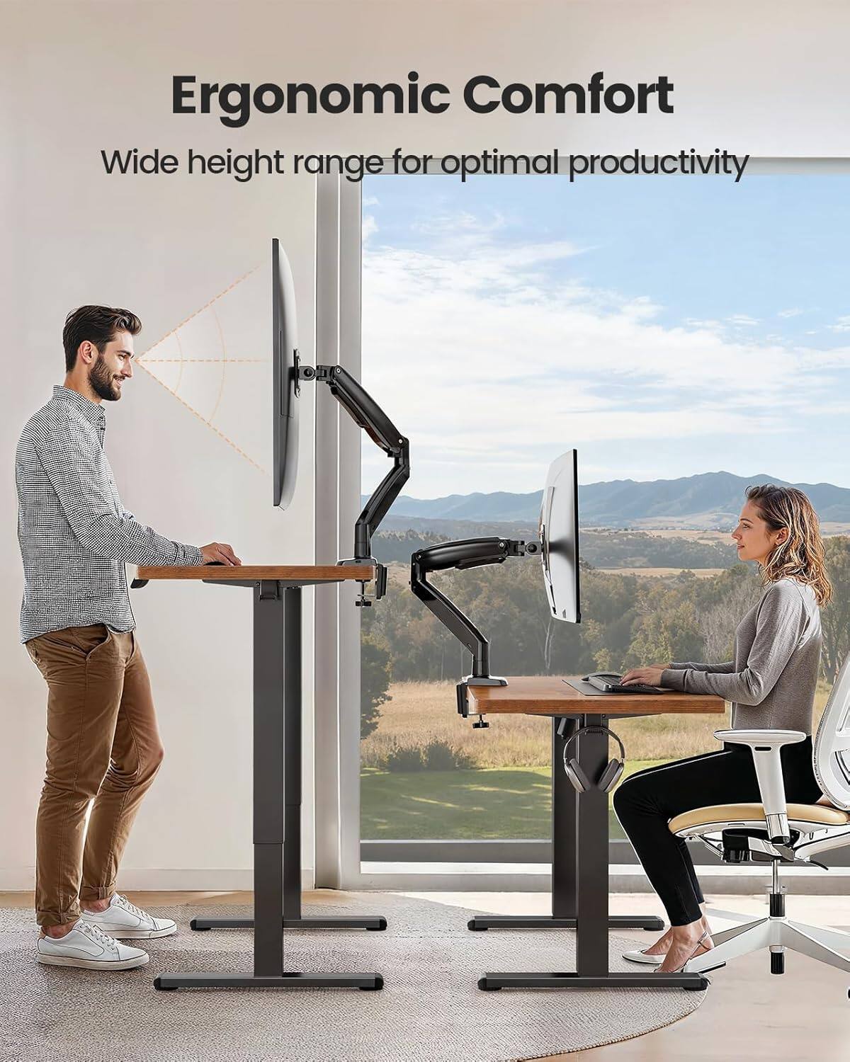 Ergonomic Comfort  
Wide height range for optimal productivity