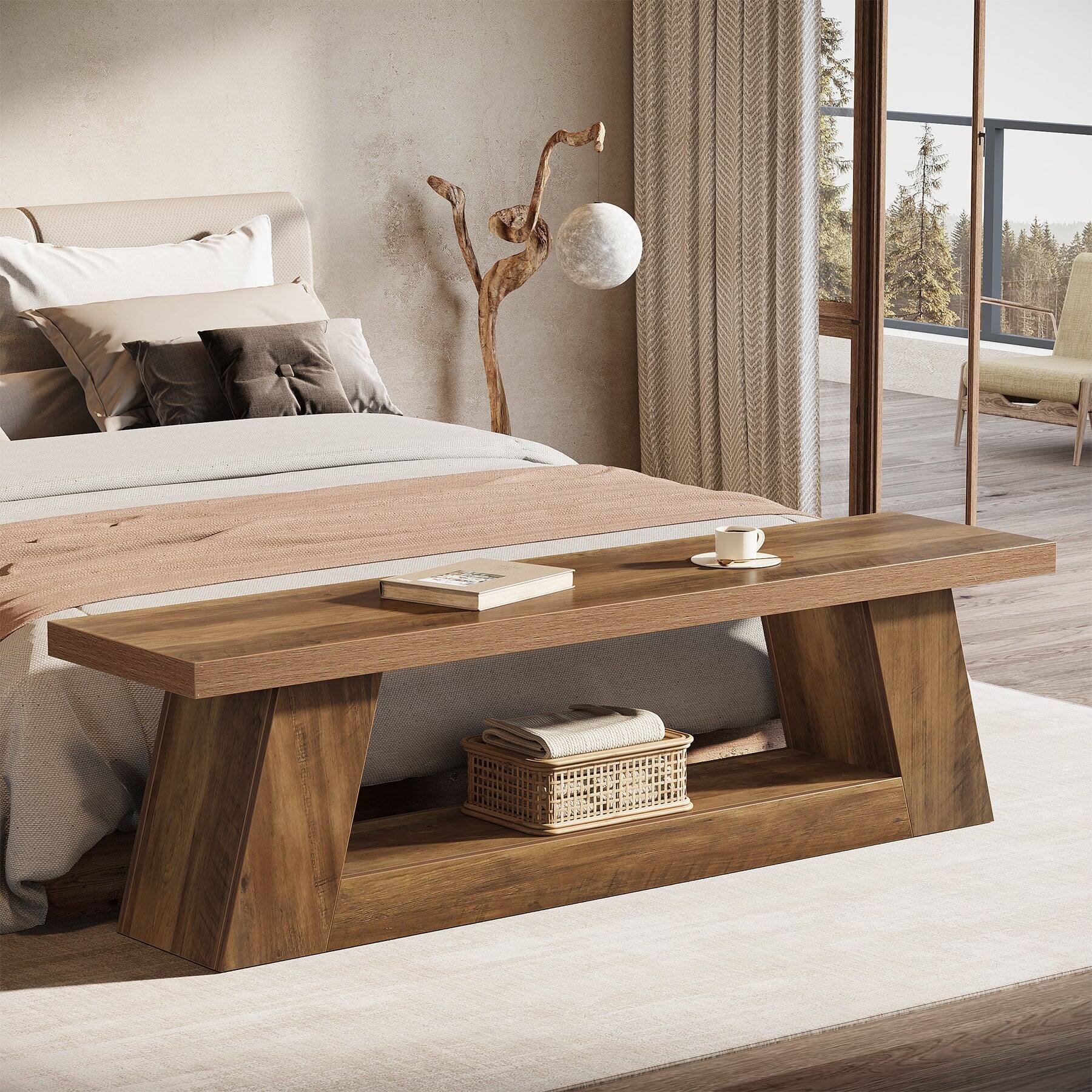 Tribesigns Office Reception Bench with Engineered Wood Construction ...