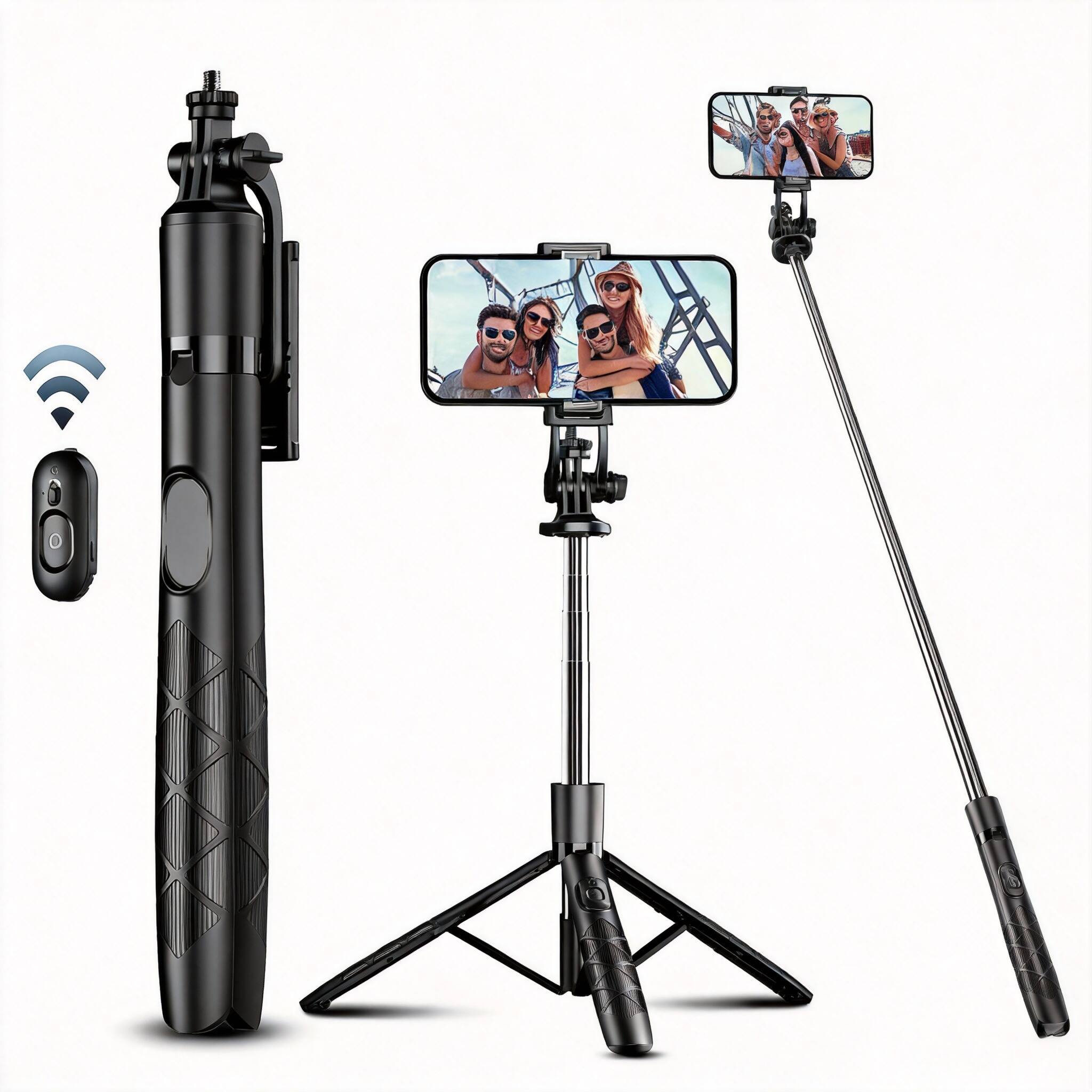 Alt View 2. OMOMMD - Selfie Stick Smartphone Tripod Stand All in 1 With Remote Travel For Extendable Cell Phone Tripods Selfie v... - Black.