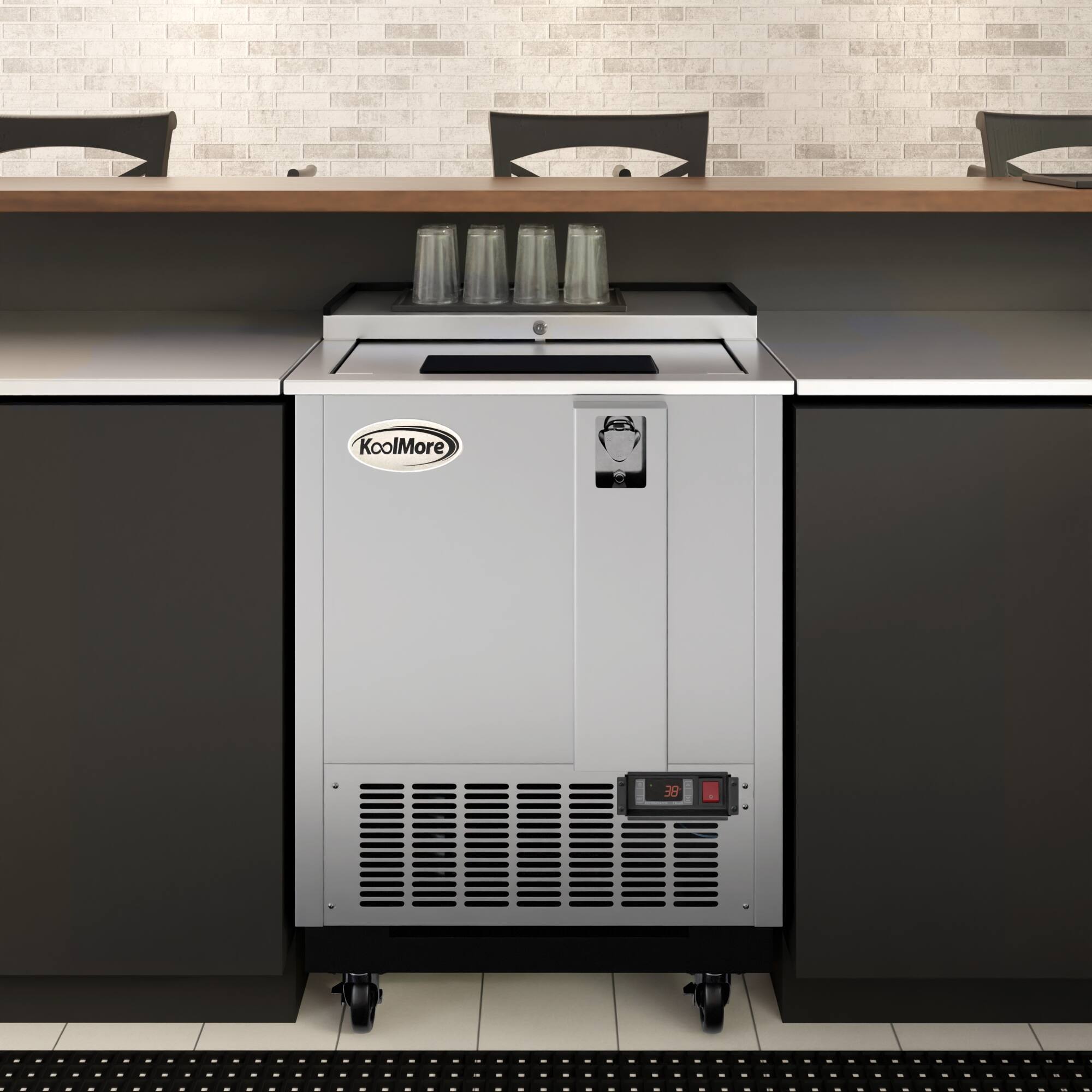 Alt View 1. Koolmore - 25 in. Commercial Bottle Cooler in Stainless-Steel with Built-In Opener, ETL Listed, 5 cu. ft. (KM-BOC25-SS) - Stainless steel.