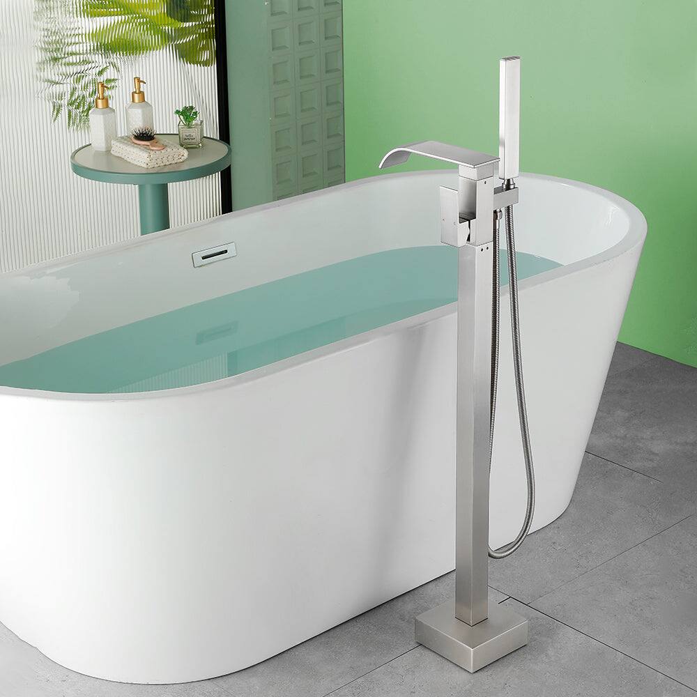 Alt View 4. Boyel Living - Brushed Bathtub Faucet Dual Function 360 Degrees Rotatable 1.5m SUS304 Hose Independent Handles - Brushed Nickel.