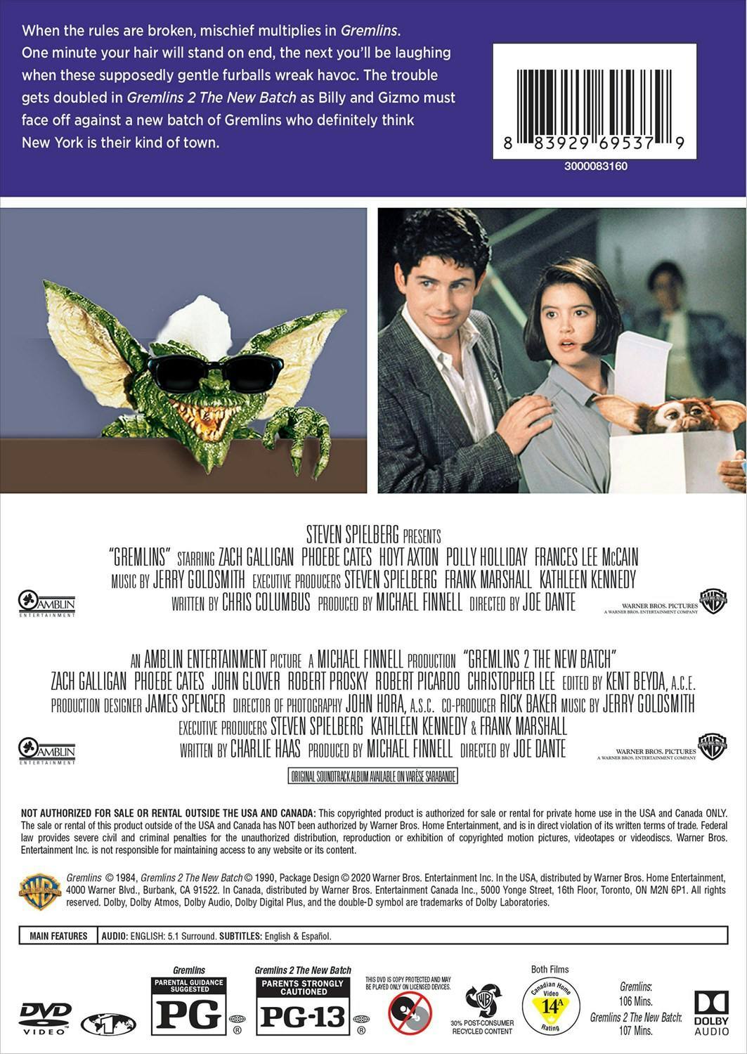 Back. Gremlins/Gremlins 2 (DVD Double Feature) [DVD].