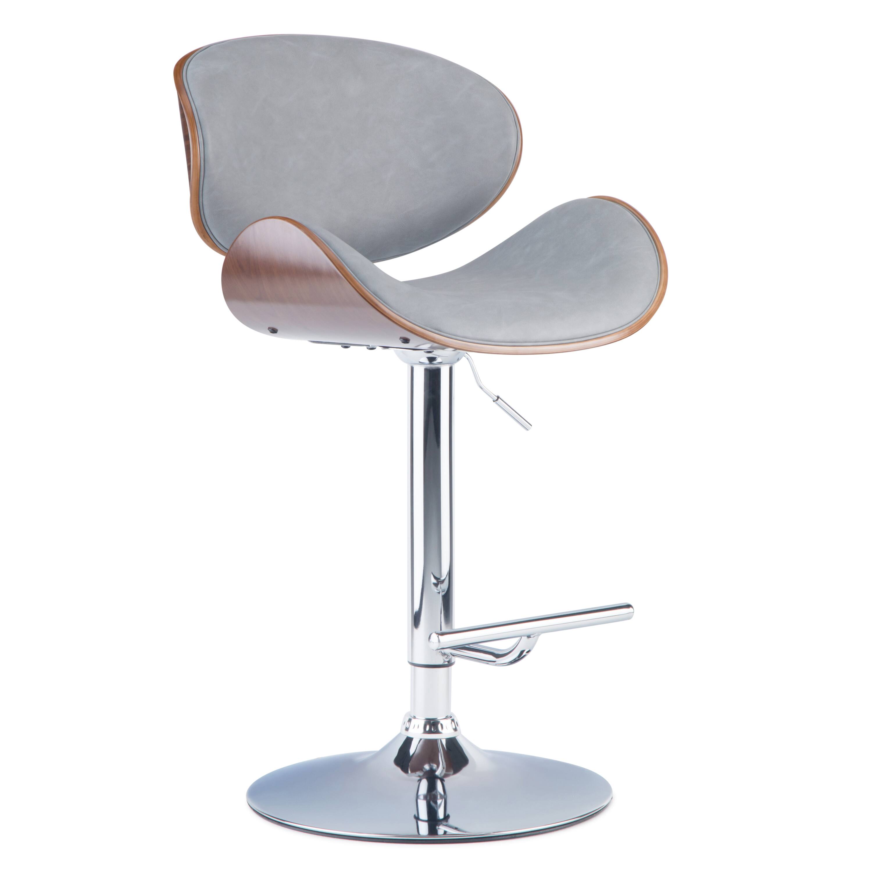 Angle. Simpli Home - Marana Bentwood Adjustable Height Gas Lift Bar Stool - Stone Grey.