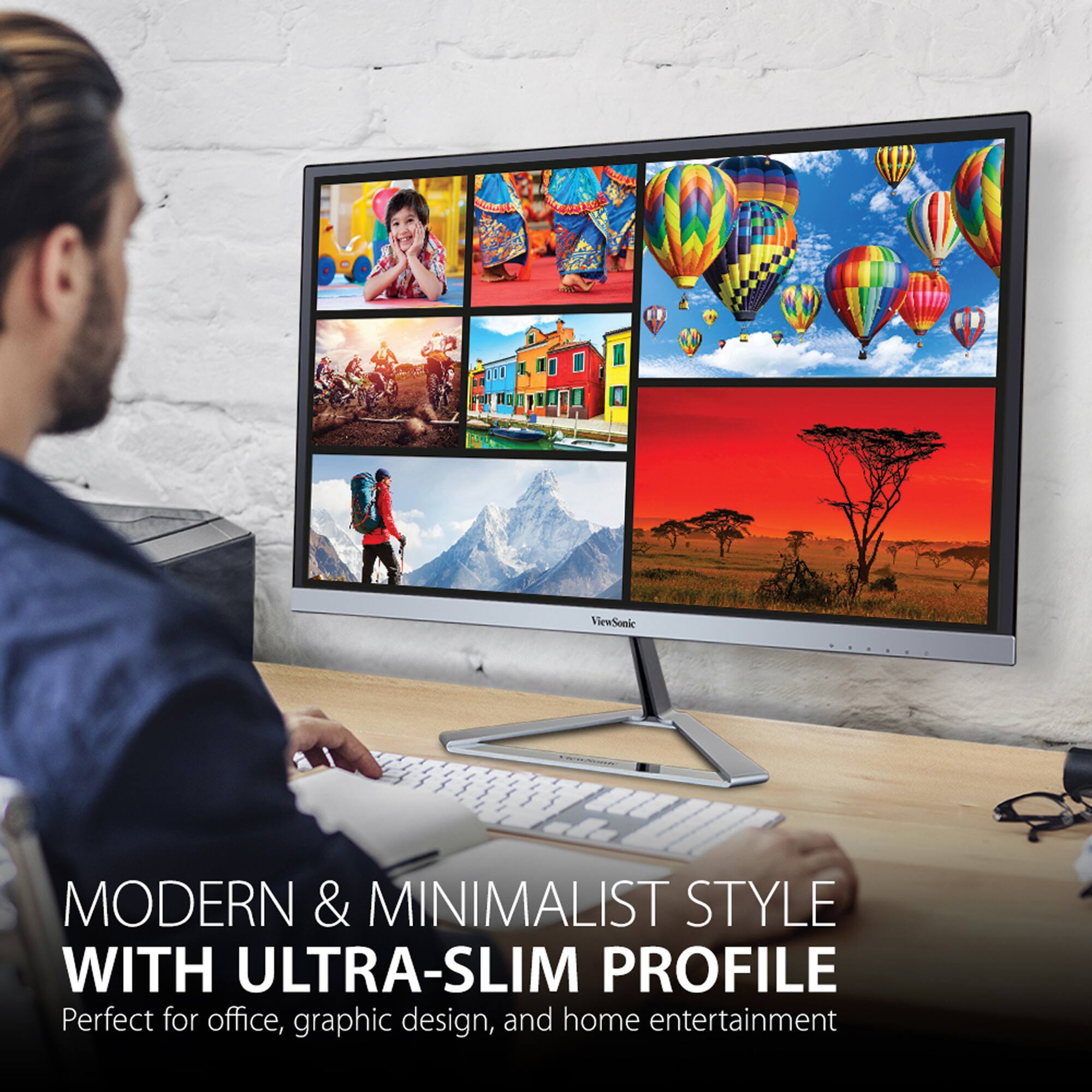 ViewSonic, MODERN & MINIMALIST STYLE, WITH ULTRA-SLIM PROFILE, Perfect for office, graphic design, and home entertainment