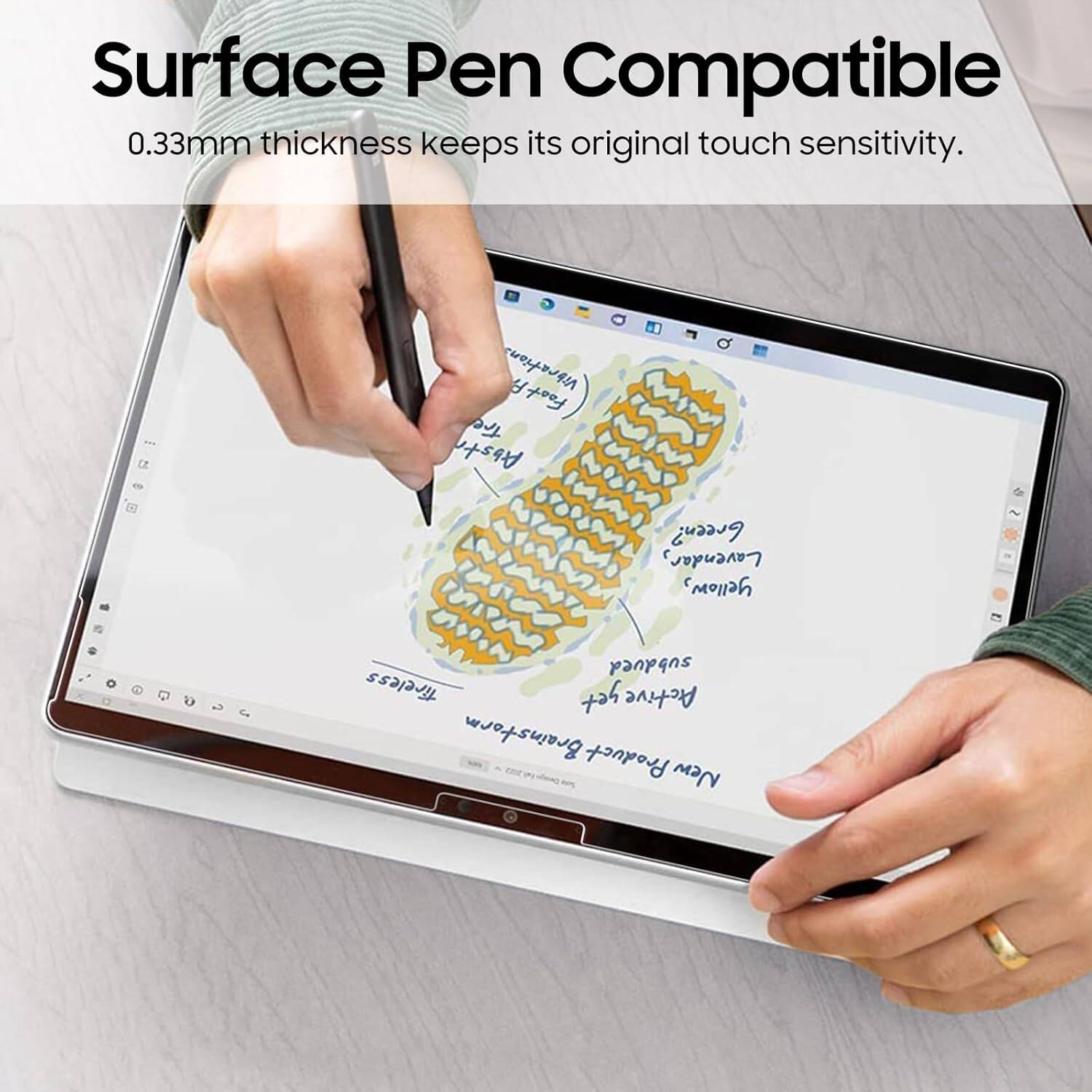 Surface Pen Compatible 0.33mm thickness keeps its original touch sensitivity.