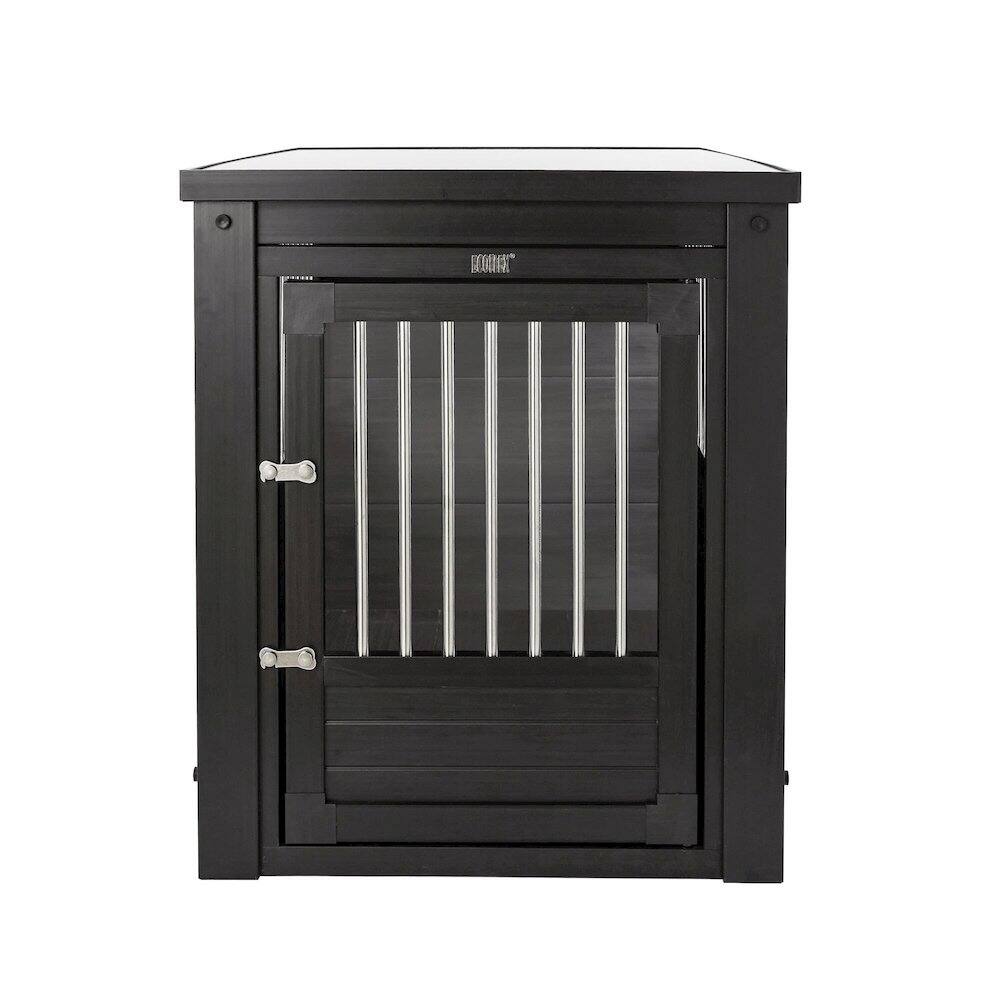 Angle. New Age Pet - ECOFLEX Dog Crate End Table - Espresso Large.