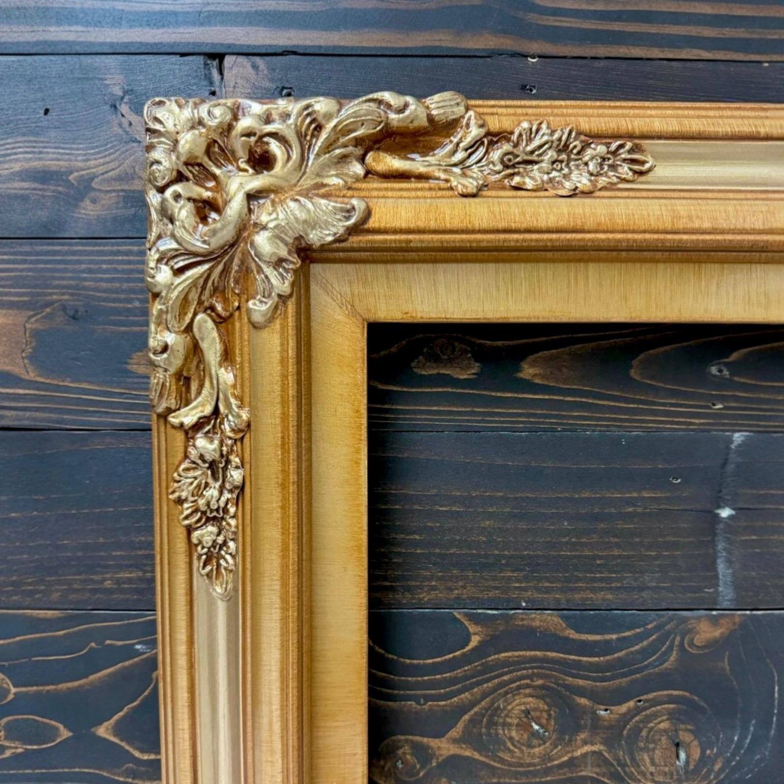 Back. LAREDO FRAME FACTORY - 65 inch Handmade ornate Tv frame for Samsung The Frame tv and Frame Pro Model - LIGHT GOLD.