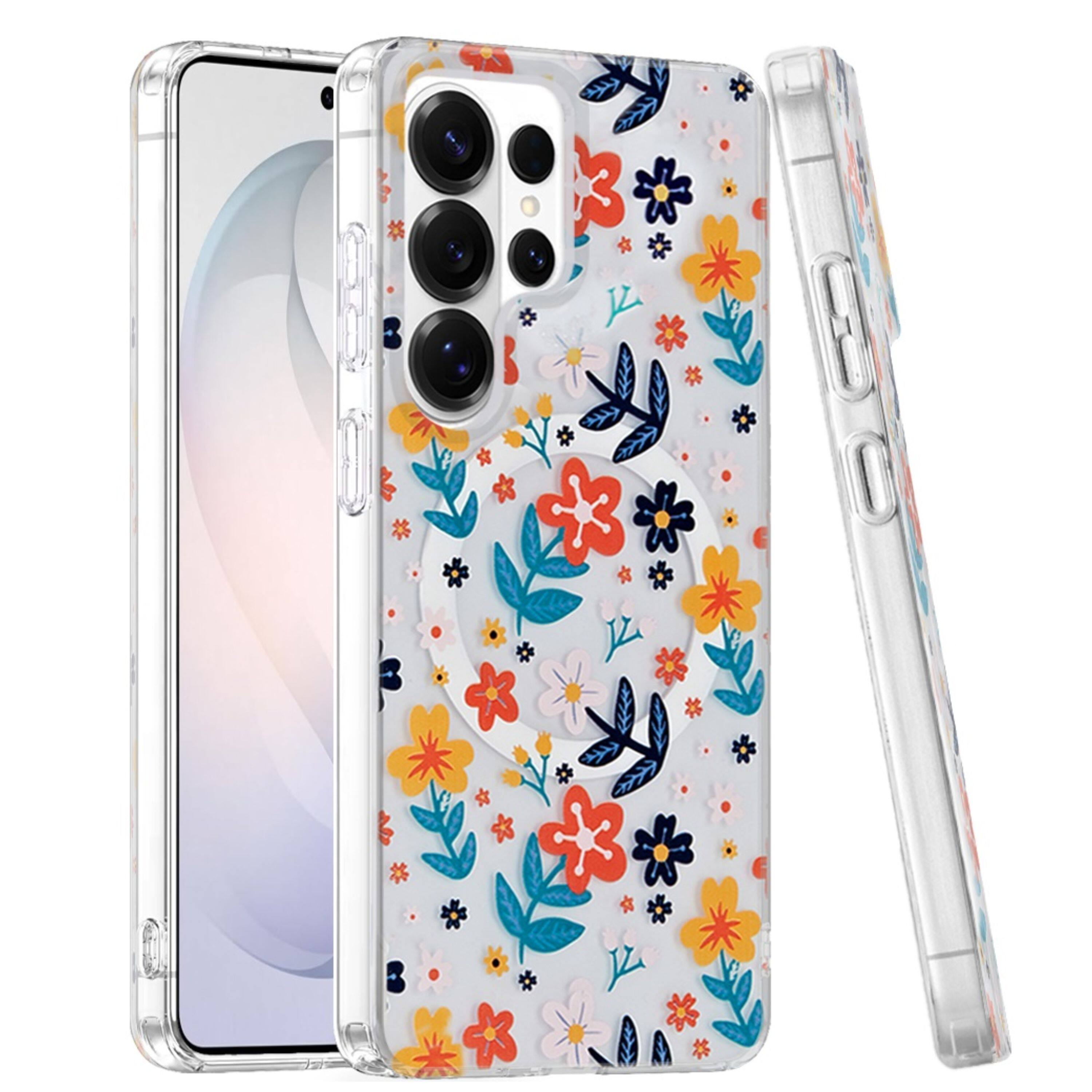 Angle. Kitcheniva - Dual Layer Magnetic Circle Case With Tempered Glass For Samsung Galaxy S26 Ultra Colorful Floral - Multicolor.