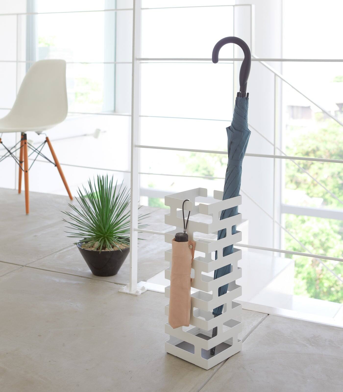Angle. Yamazaki Home - Umbrella Stand - Square - Steel - White.