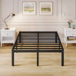 Hivvago - California King size Heavy Duty Metal Bed Frame with Round Edge Legs - Black