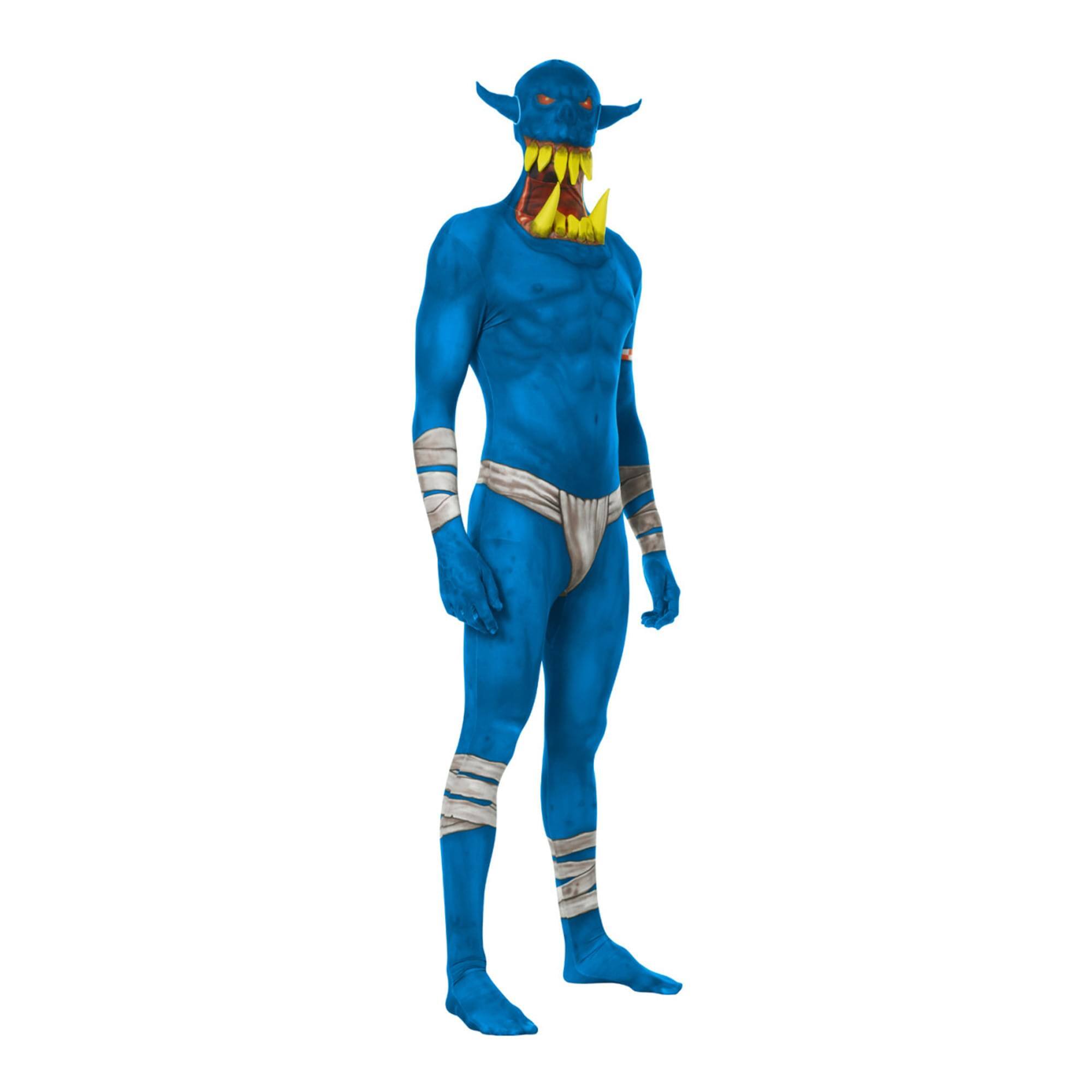 Alt View 2. Loftus International - Blue Orc Jaw Dropper Adult Costume Morphsuit | Medium - Blue.