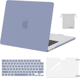 mosiso - Case for MacBook Air 15 inch M5 2026 2025-2023 M4 M3 M2 A3448 A3241 A3114 A2941, Shell&Keyboard Cover&Screen Film&Pouch - Lavender Gray