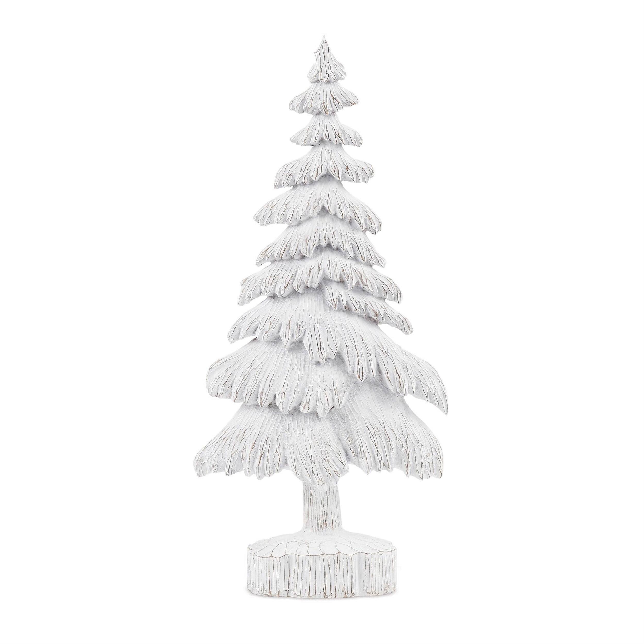 Angle. BreeBe - White Washed Pine Tree (Set of 2) - White.