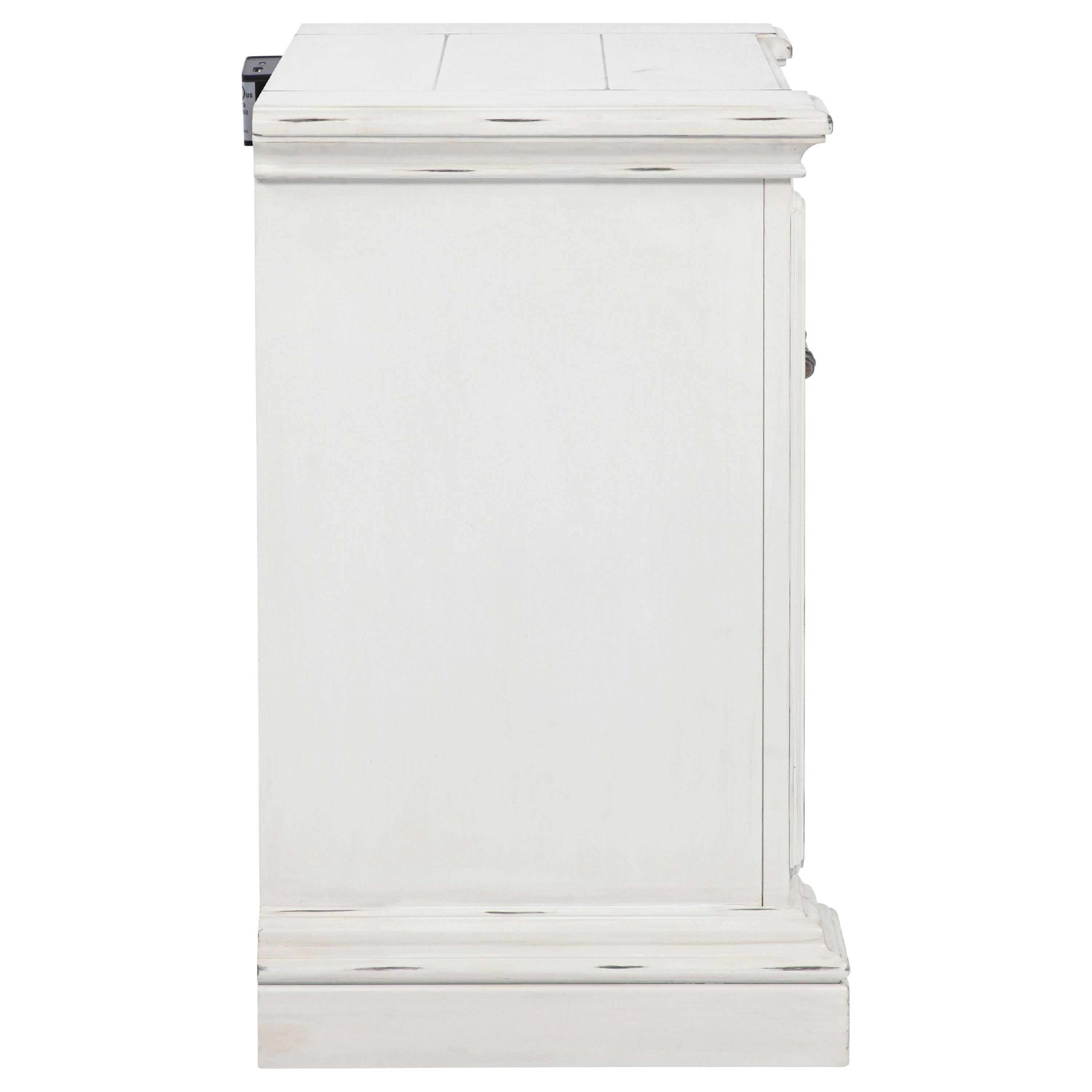 Alt View 5. Manhattan Lane - Jenie Nightstand, 2 Drawer and USB Port, Wood 32 Inch - Vintage White.