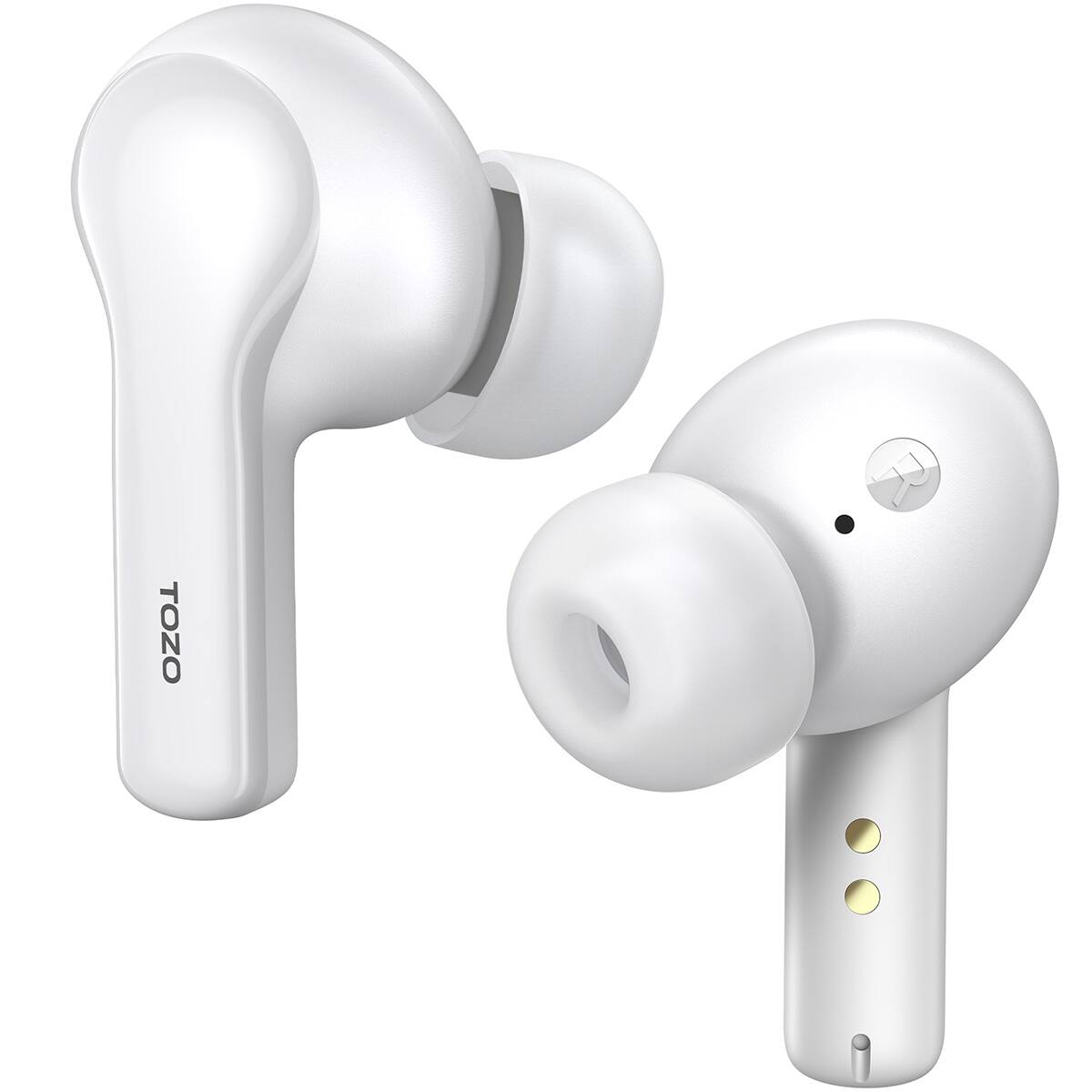 Left. TOZO - TOZO A2 Mini Wireless Earbuds, Bluetooth 5.3, Lightweight, Built-in Mic, IPX5, Premium Sound, Charging Case, White - White.