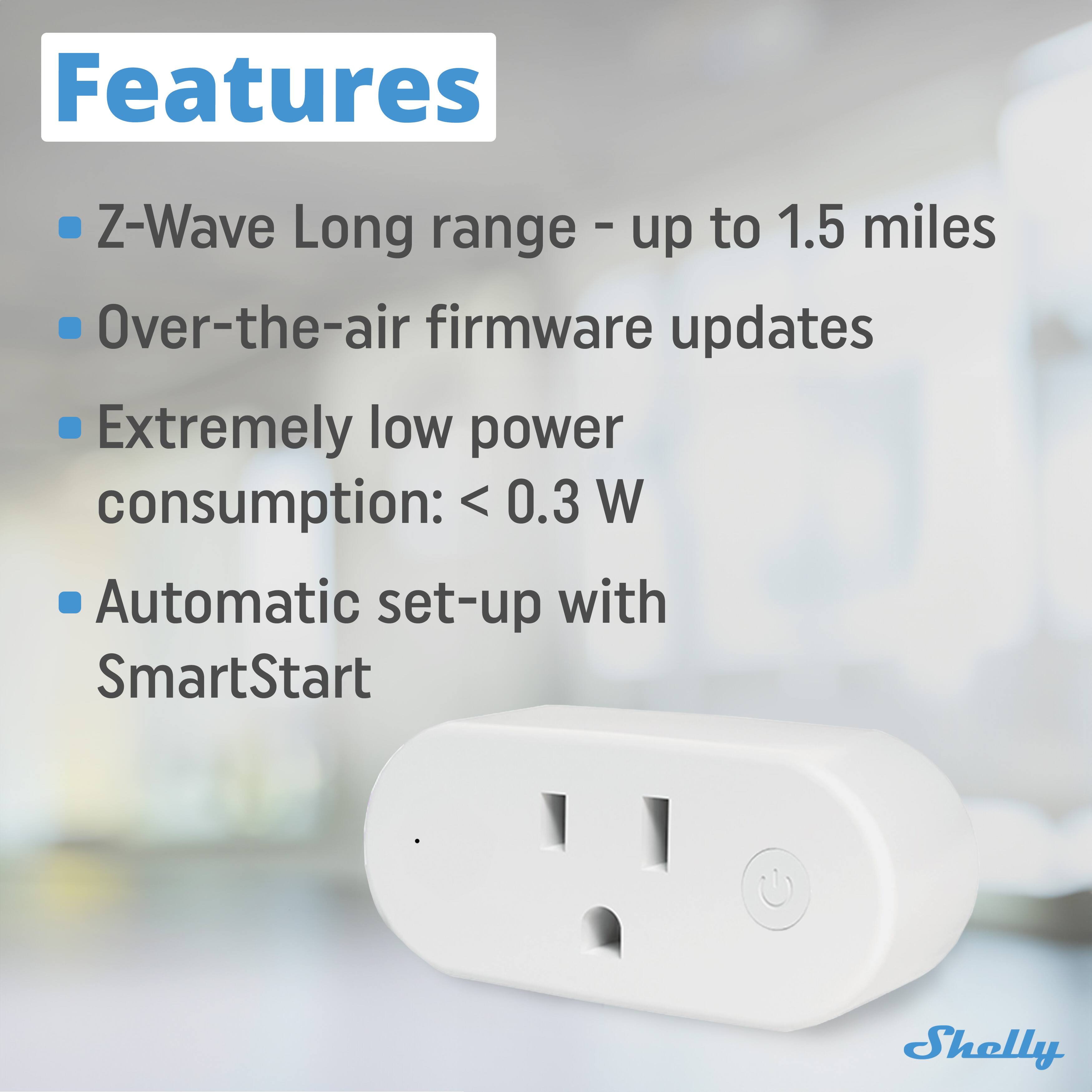 Features
- Z-Wave Long range - up to 1.5 miles
- Over-the-air firmware updates
- Extremely low power consumption: < 0.3 W
- Automatic set-up with SmartStart