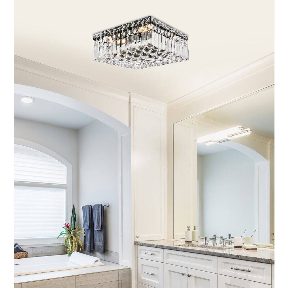 Angle. Elegant Lighting - Maxime 14 Inch Black Flush Mount - Black And Clear.