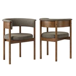 Clea Curved Upholstered Dining Chairs Set Of 2 by Modway - Brown