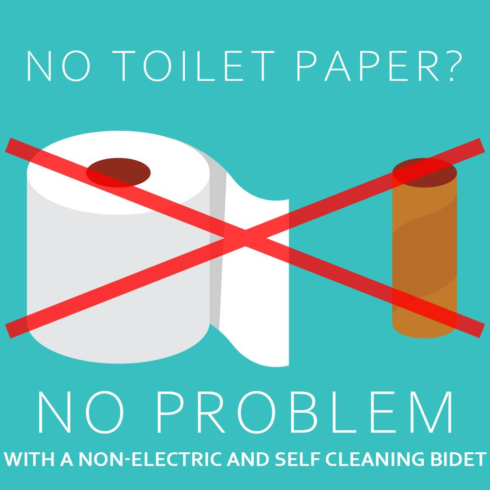 NO TOILET PAPER? NO PROBLEM WITH A NON-ELECTRIC AND SELF CLEANING BIDET