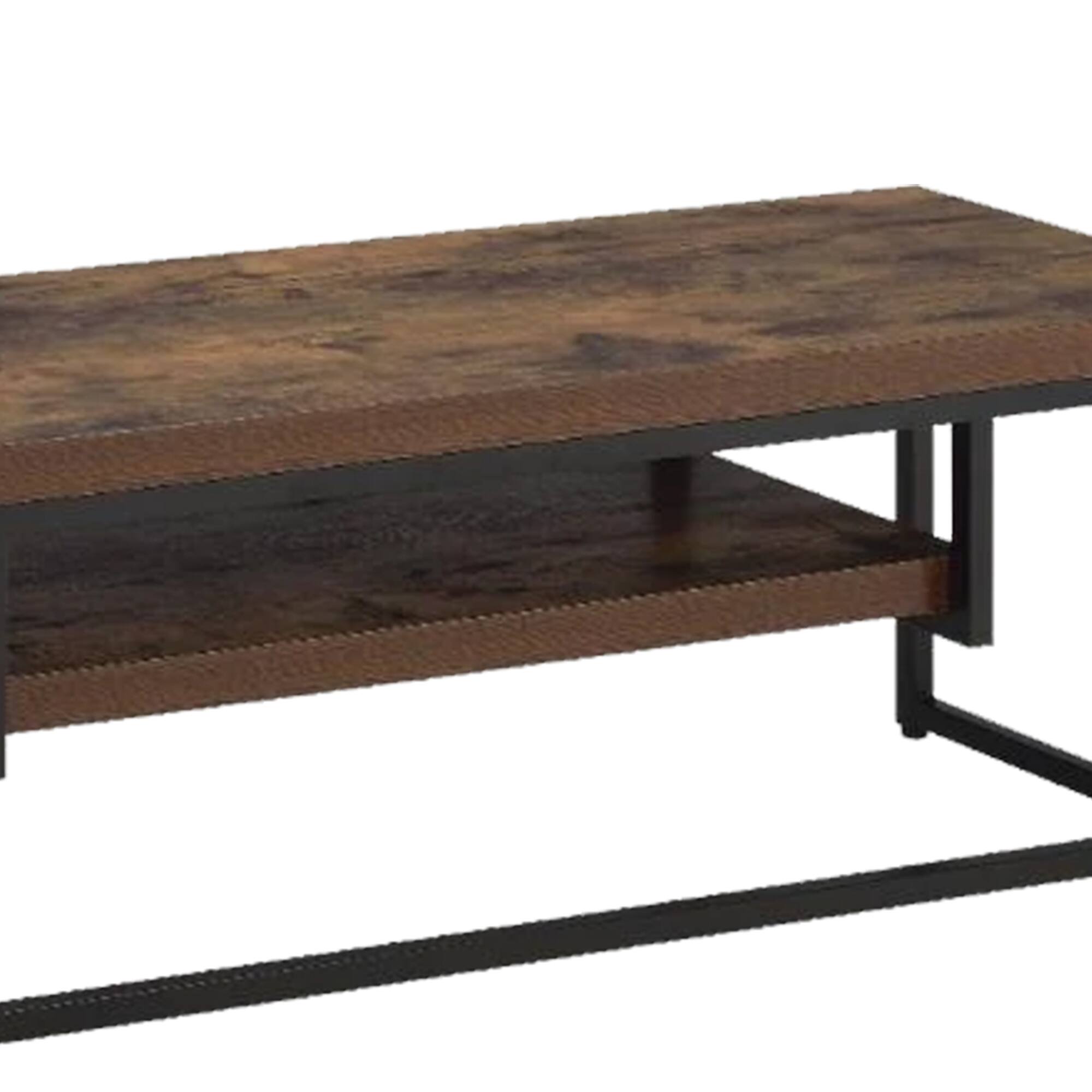 Alt View 3. Manhattan Lane - Wood And Metal TV Stand With One Shelf, Weathered Oak Brown And Black - Brown, Black.