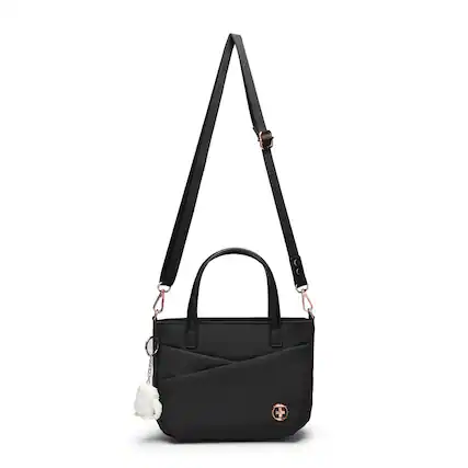 Front. Swissdigital Design - Swissdigital SD7518-01 Katy Rose NG Black Mini Tote Bag - Black.