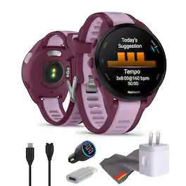 Garmin - Forerunner 165 Music GPS Running Smartwatch Bundle - Berry/Lilac - Berry/Lilac - (2024)