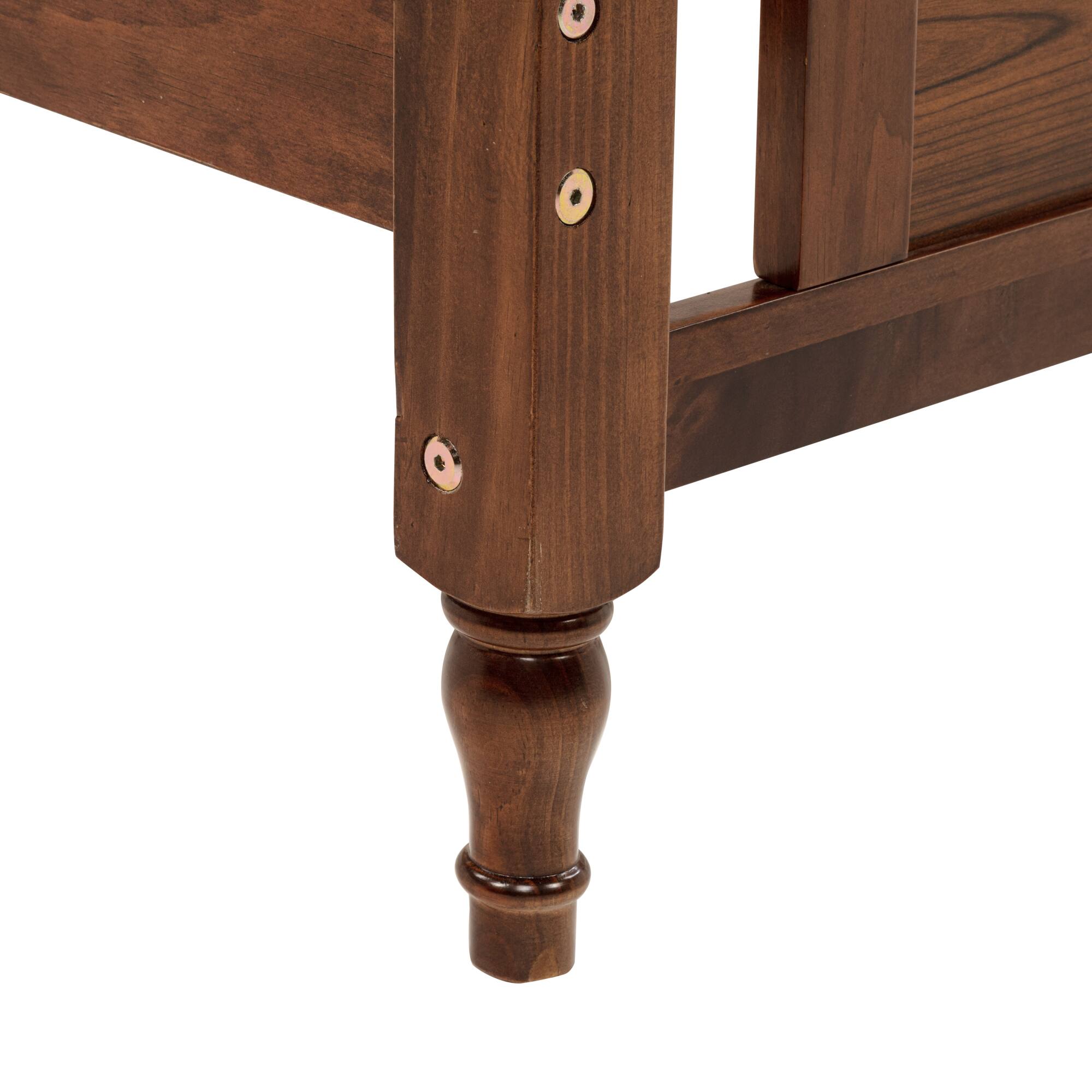 Alt View 2. GOODSILO - Queen Size Wooden Bed with Upholstered Headboard and Panel Footboard Featuring Platform Support Feet - Walnut.