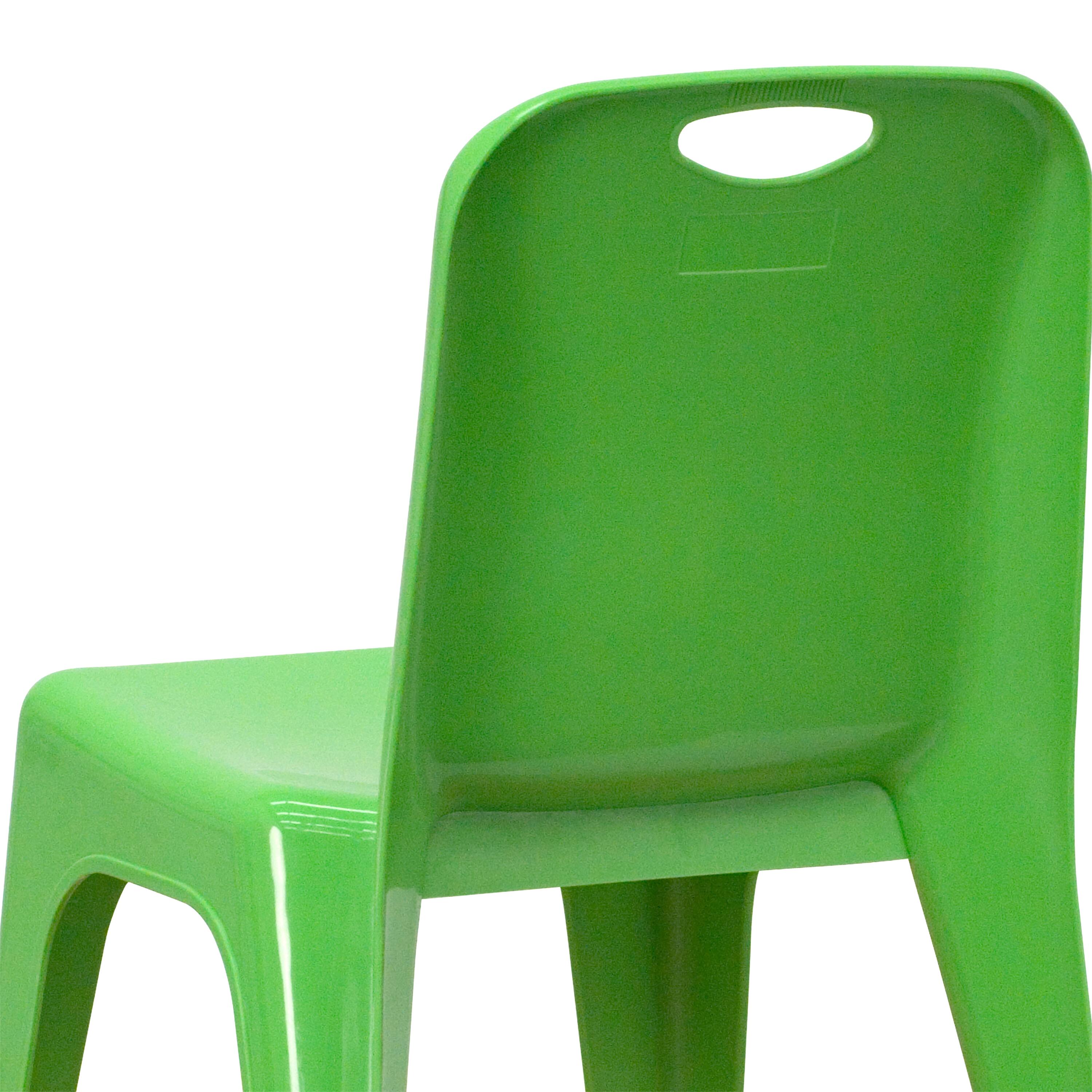 Alt View 10. Emma + Oliver - 2 Pack Plastic Stackable School Chair with Carrying Handle and 11"H Seat - Green.