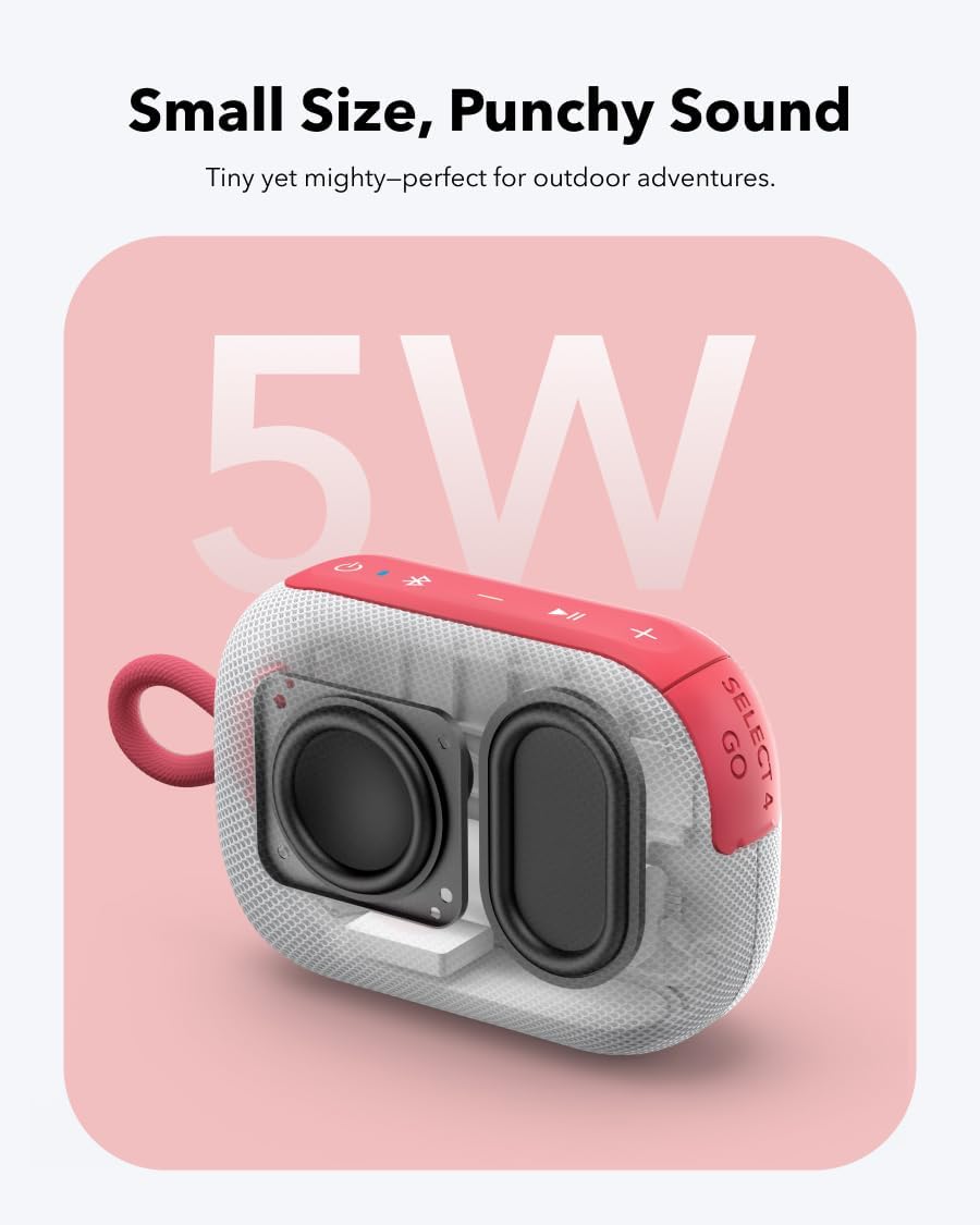 Small Size, Punchy Sound  
Tiny yet mighty—perfect for outdoor adventures.  

5W  

SELECT GO