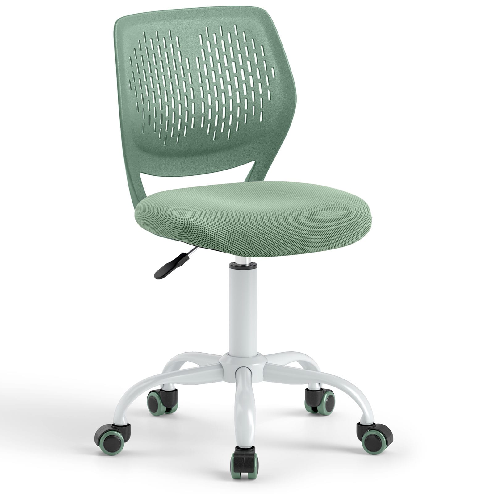 Front. Gymax - Gymax Kids Desk Chair Ergonomic Swivel Children Mesh Study Height Adjustable Light Green - Green.
