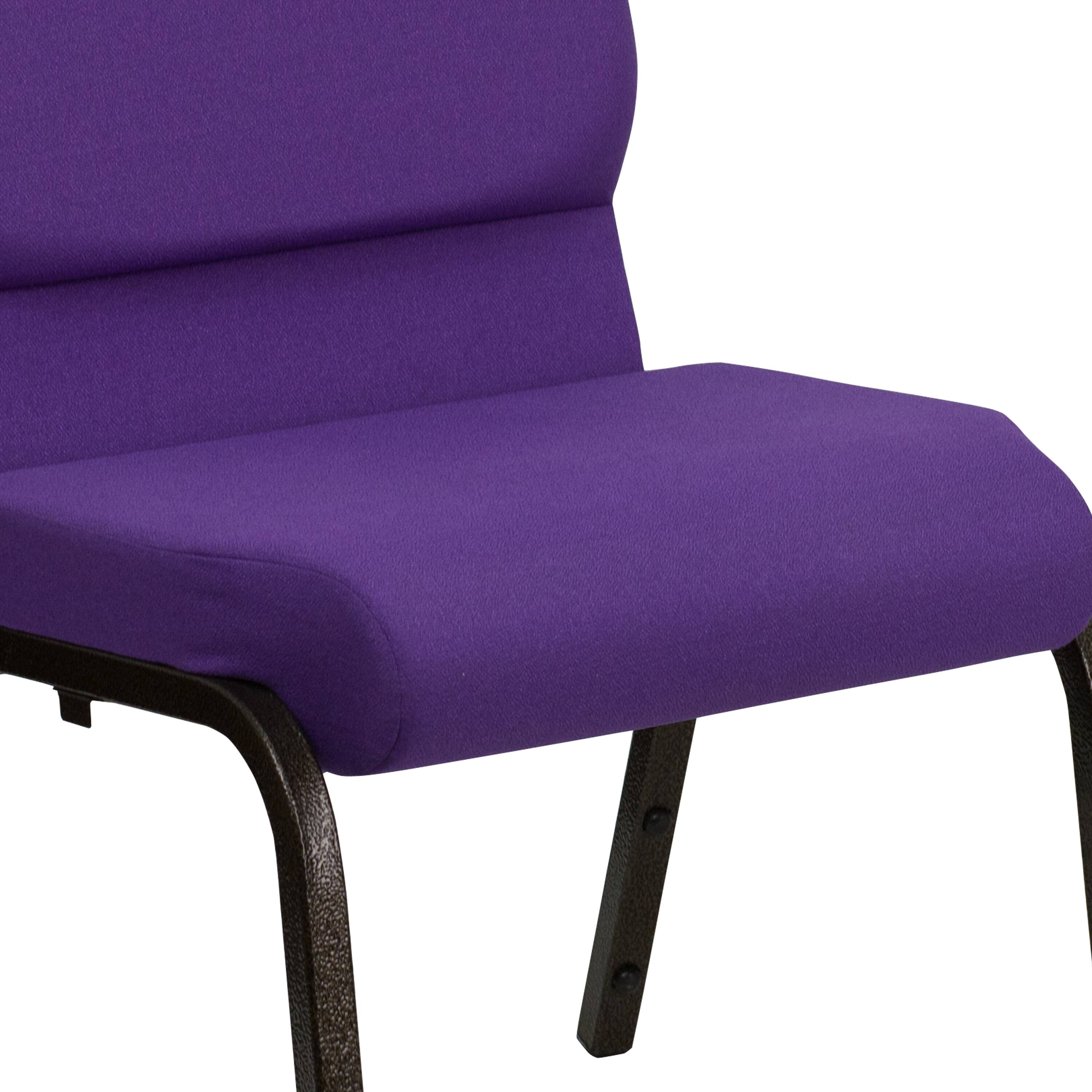 Alt View 9. Emma + Oliver - 4 Pack 18.5''W Stacking Church Chair - Purple Fabric/Gold Vein Frame.