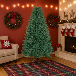 BreeBe - Hinged 6FT Christmas Tree – Artificial with Strong Steel Base - Green