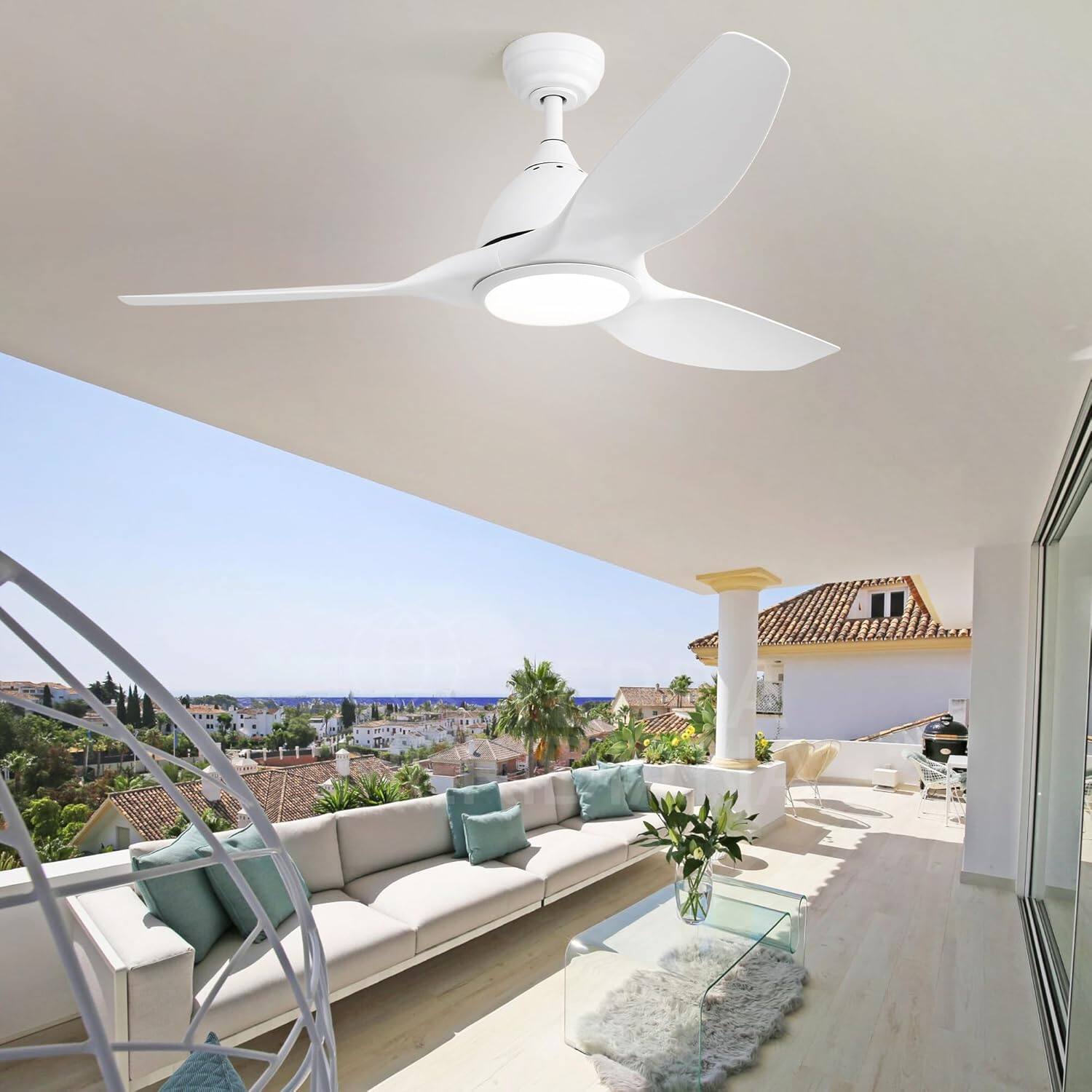 Alt View 5. Sofucor - High CFM Quiet DC Motor Modern Ceiling Fan with Light and Remote Control Noiseless 3 CCT for Bedroom Living Room - White.