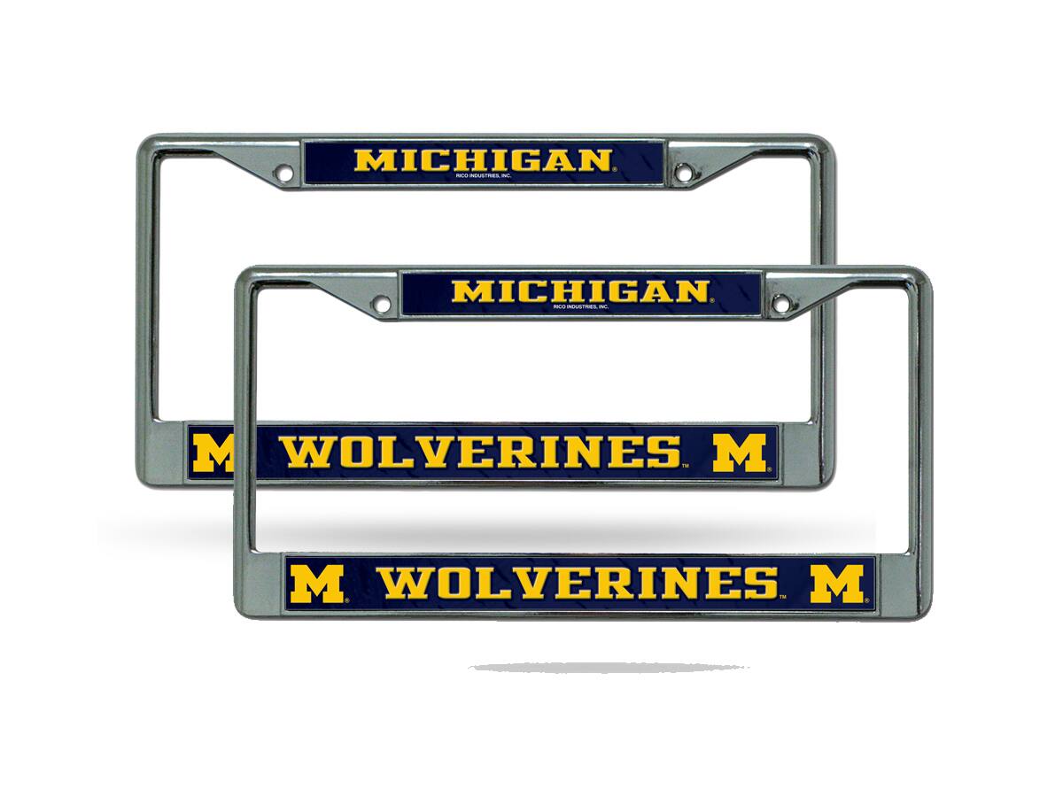 Michigan Wolverines Chrome Metal (Set of 2) License Plate Frame Set