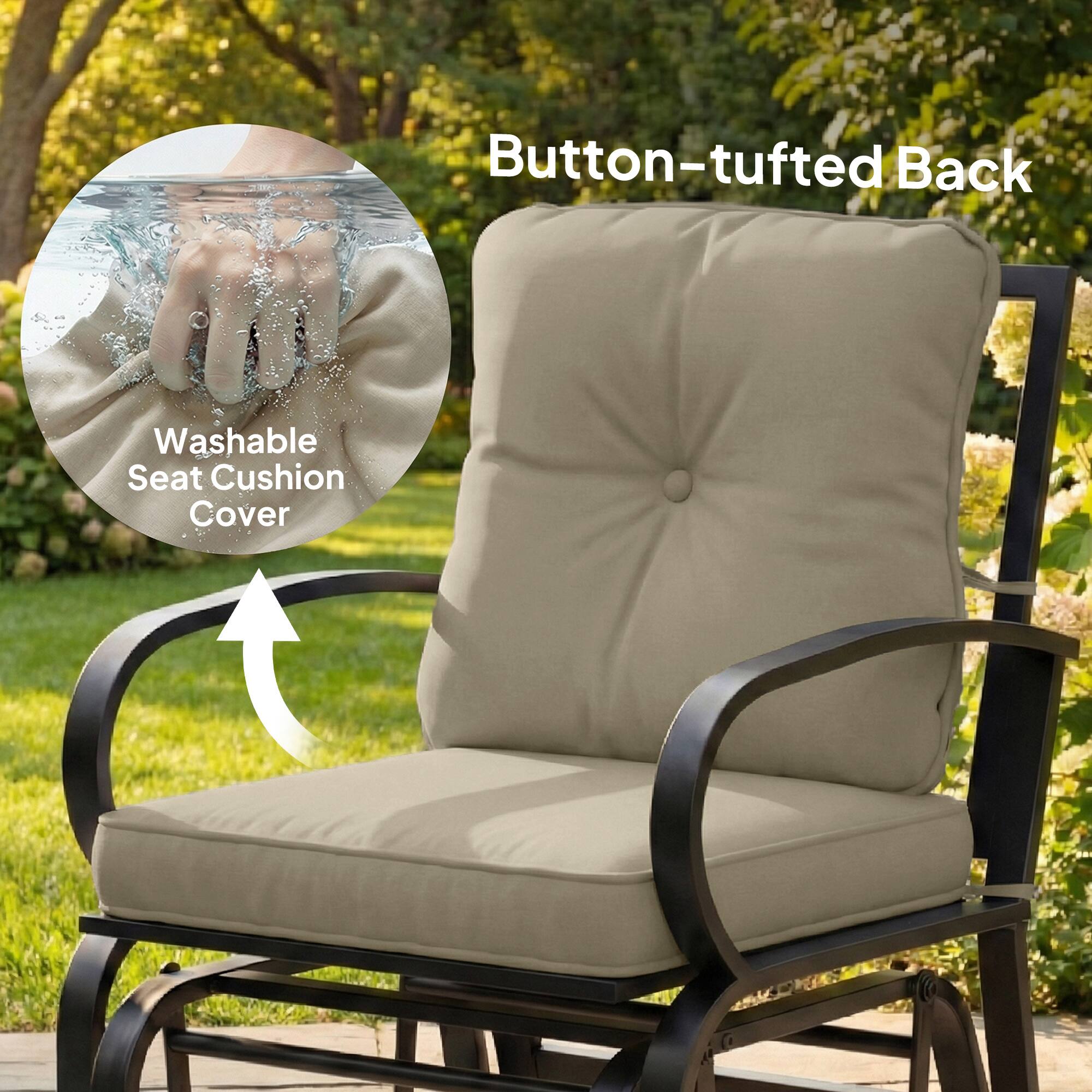 Button-tufted Back  
Washable Seat Cushion Cover