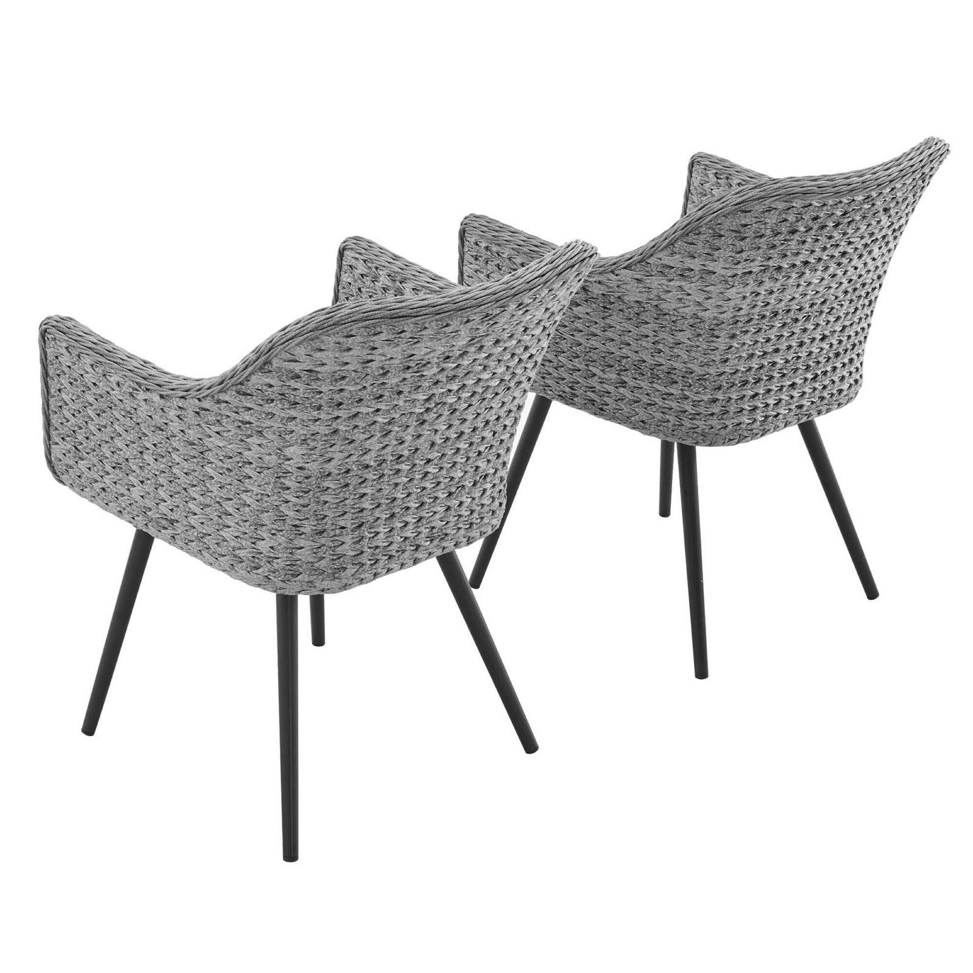 Alt View 1. Modway - Endeavor Outdoor Patio Wicker Rattan Dining Armchair Set of 2 by Modway - Gray Gray.