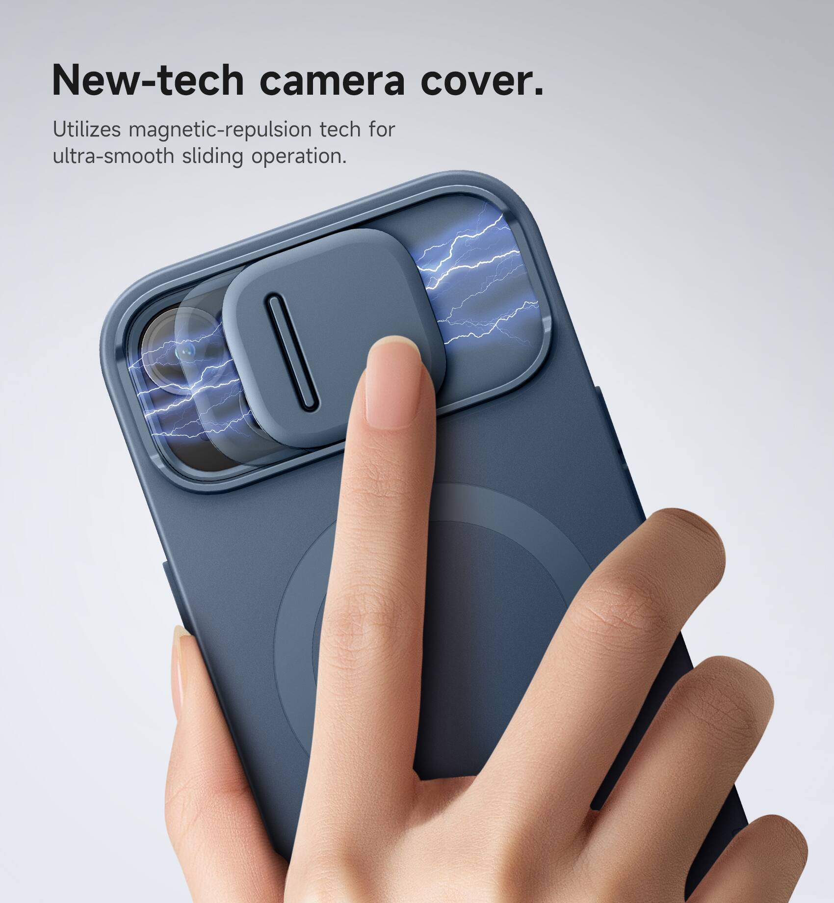 New-tech camera cover.  
Utilizes magnetic-repulsion tech for ultra-smooth sliding operation.