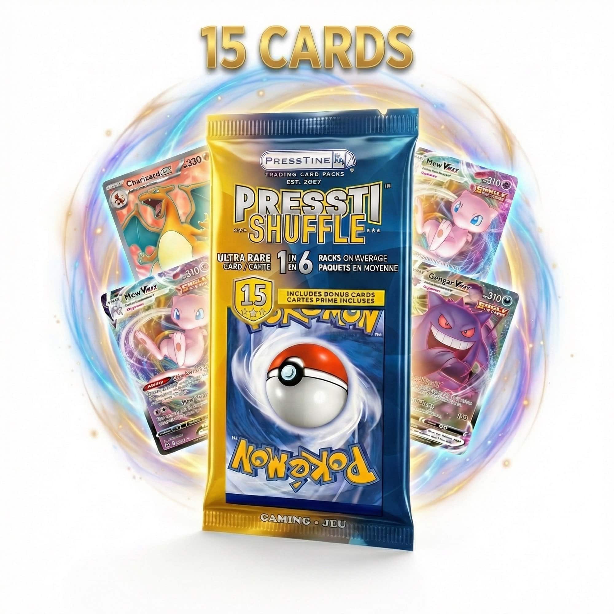 Pokémon - Presstine Pokemon PresstiShuffle 15-Card Trading Card Pack - Black