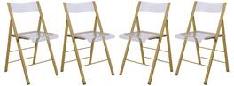 LeisureMod - Menno Foldable Clear Acrylic Dining Chair with Stainless Steel Frame & Floor Protectors - Set of 4