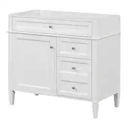 Boyel Living - 36 Inch Modern Bathroom Vanity Cabinet Two Drawers Tip Out No Sink - White