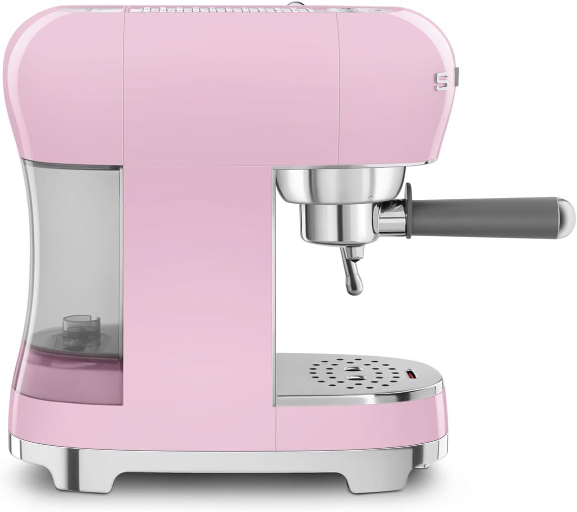 Left. SMEG - Manual Espresso Machine ECF02 - Pink.