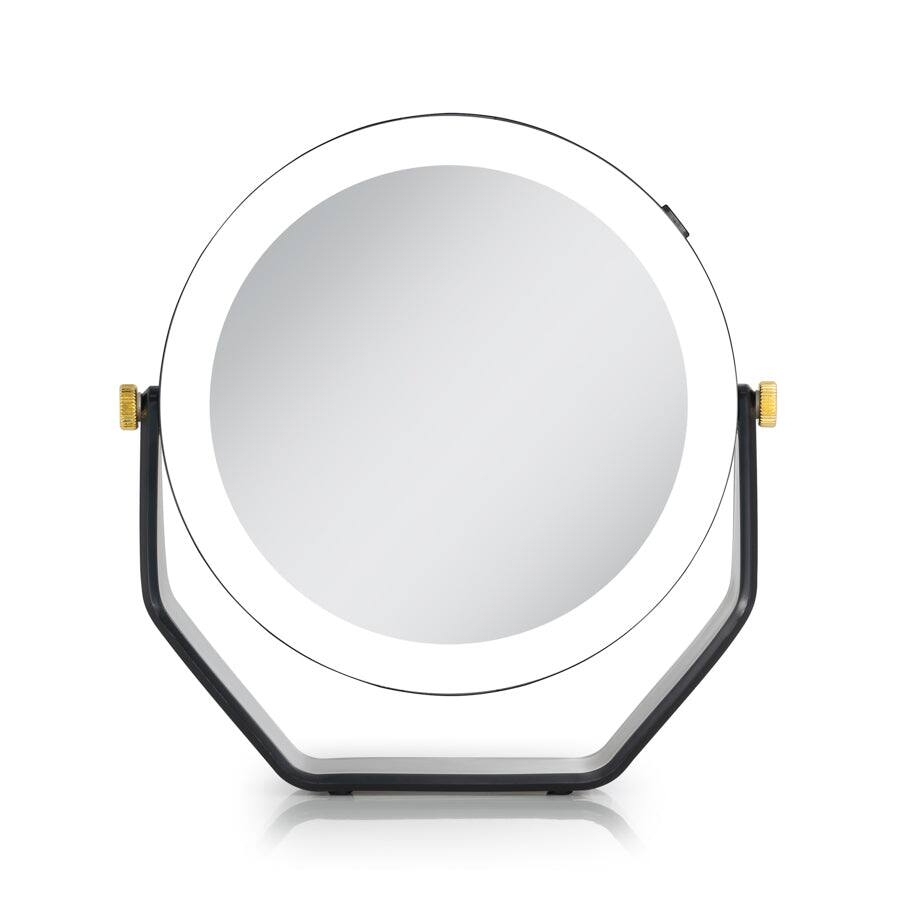 Front. Zadro - LED Lighted Makeup Mirror with 5X/1X Magnifications - Black.