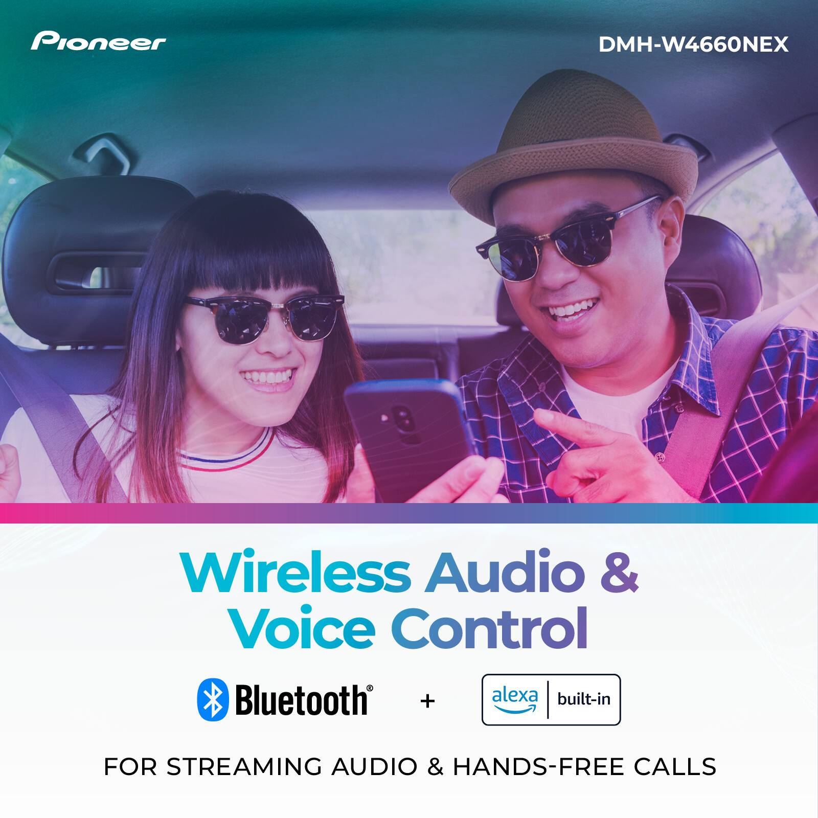Pioneer DMH-W4660NEX Wireless Audio & Voice Control Bluetooth + Alexa built-in FOR STREAMING AUDIO & HANDS-FREE CALLS